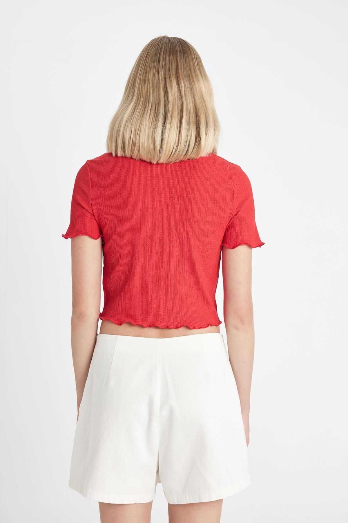 پیراهن آستین کوتاه چروک دار D3527ax24hs