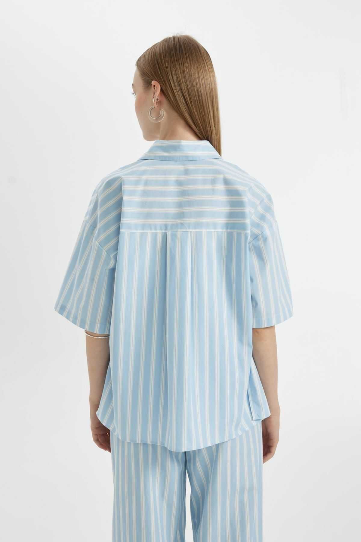 پیراهن آستین کوتاه پوپلین با سایز بزرگ