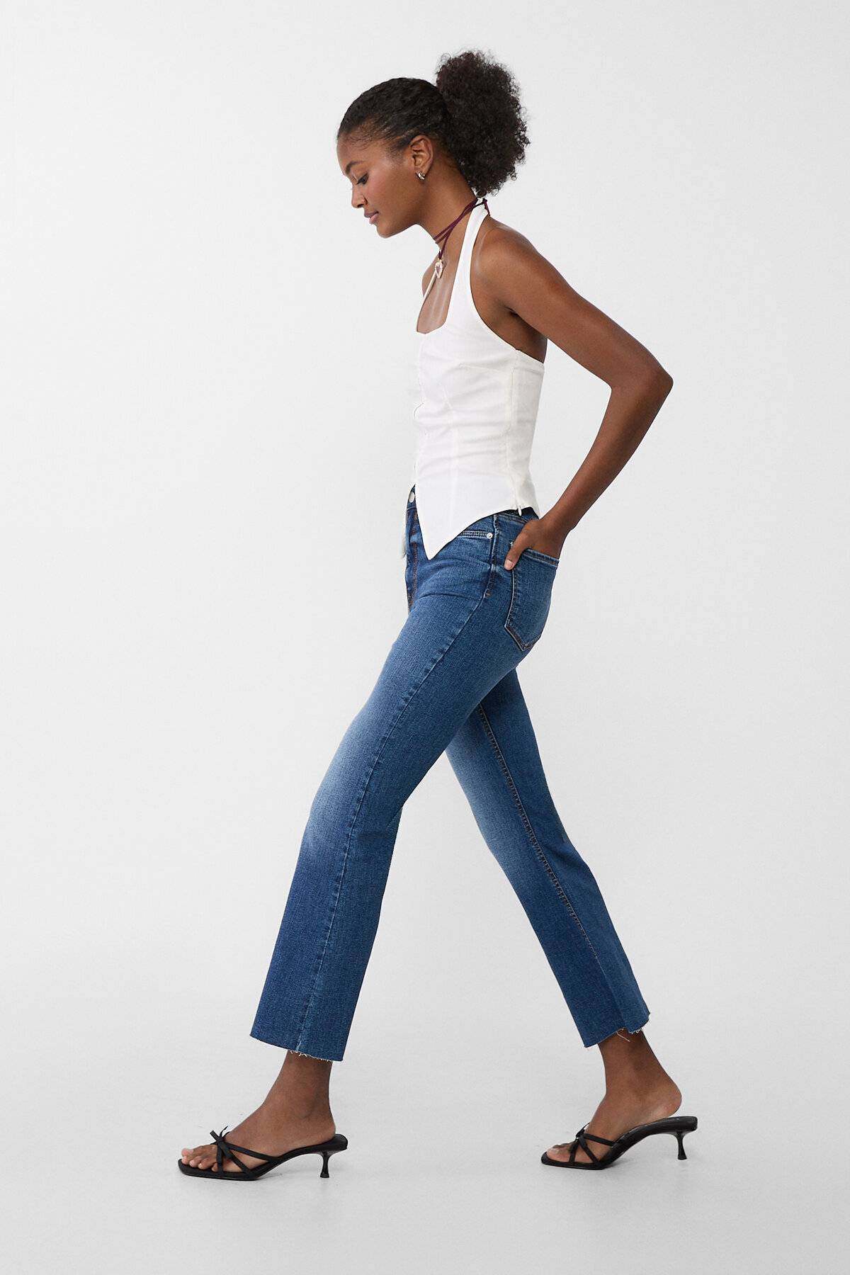 D78 شلوار جین دم زنگ کراپ