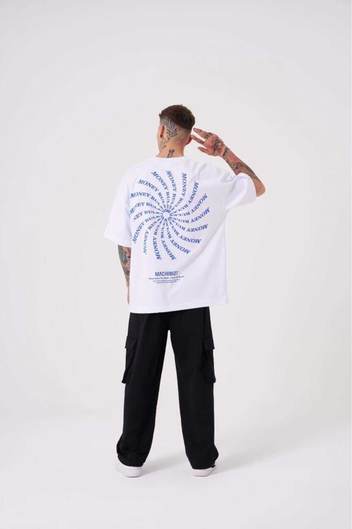 تیشرت مردانه نقش پولی چاپ شده سایز بزرگ سبز روشن