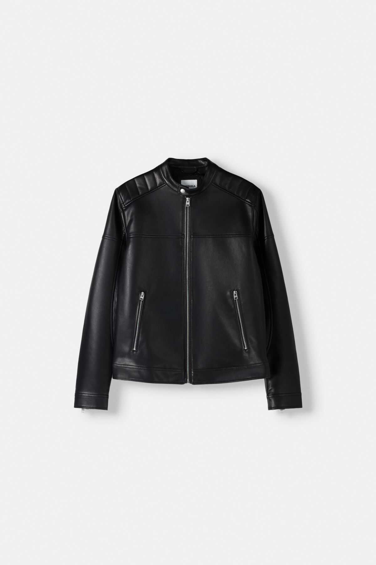 ژاکت دوچرخه سواری چرم مصنوعی زیپ دار