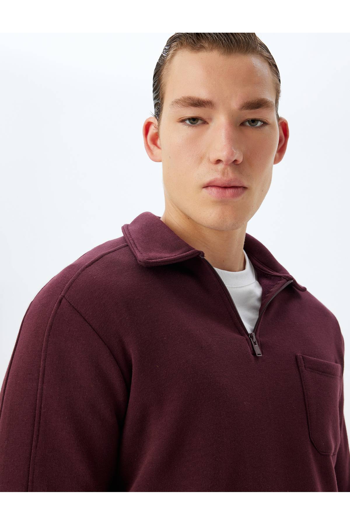 سویشرت یقه یقه دار پایه آستین بلند ترکیبی از پنبه