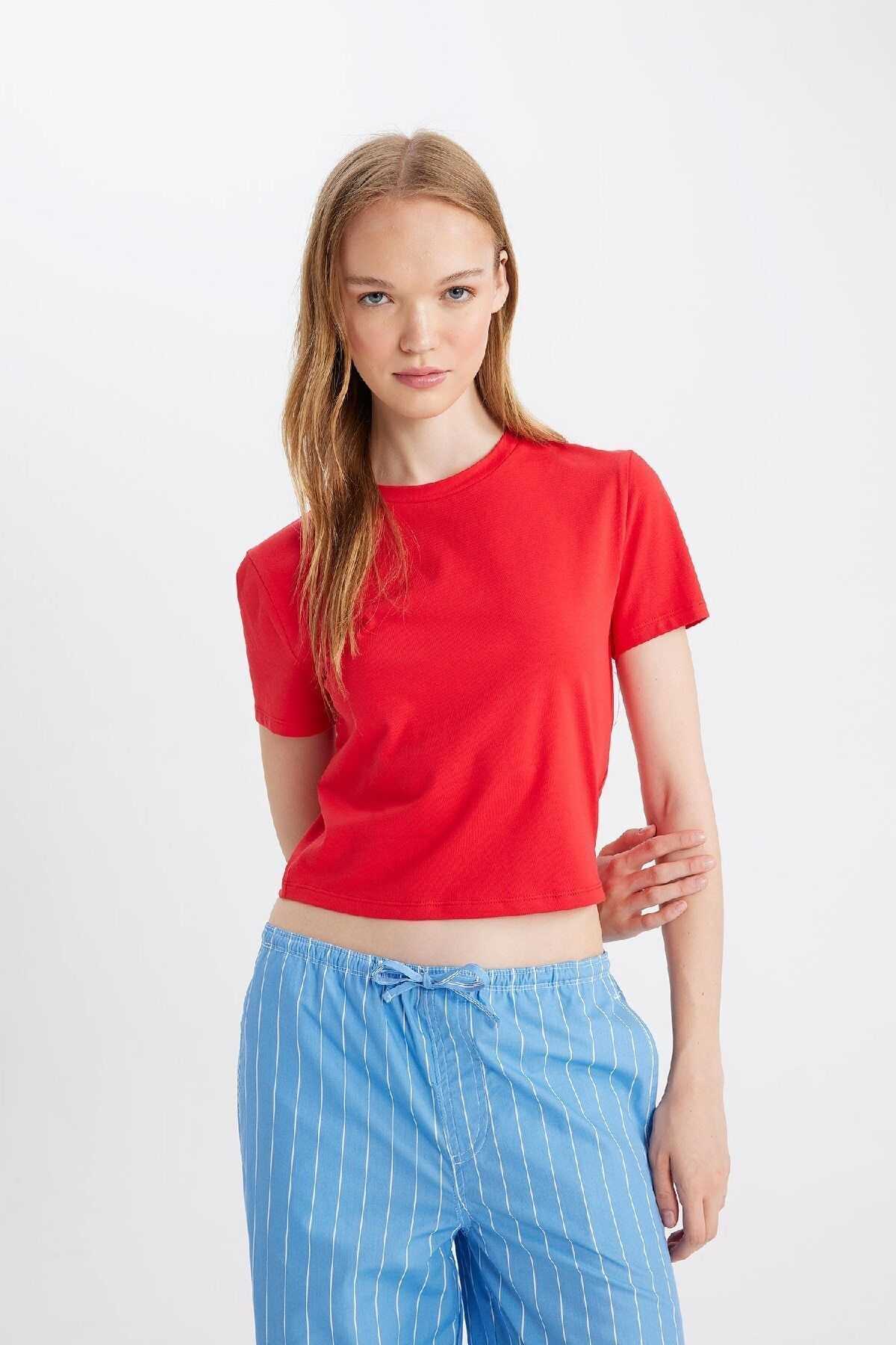 تیشرت آستین کوتاه ساده با یقه خدمه ساده Z8790az24au