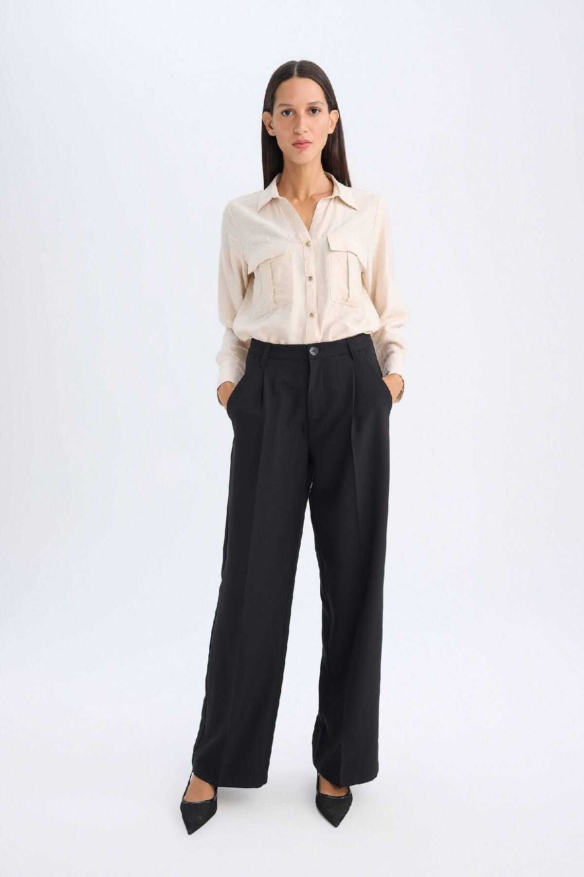 یقه پیراهن بزرگ ساده ساده دو جیب پیراهن ویسکوز D4739ax24au