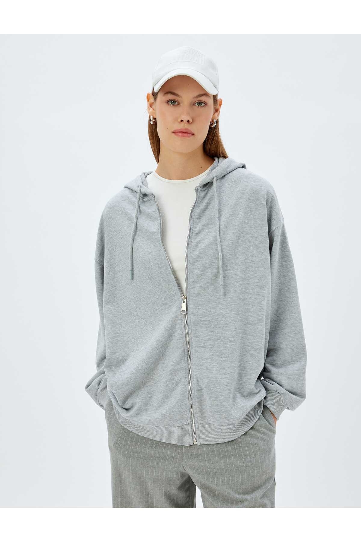 بلوز آستین بلند سه نخی زیپ دار نخی