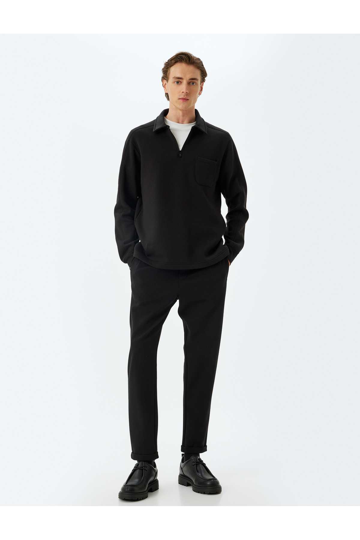 سویشرت یقه یقه دار پایه آستین بلند ترکیبی از پنبه