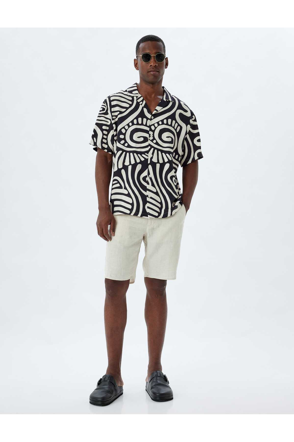 پیراهن آستین کوتاه ویسکوز طرح دار