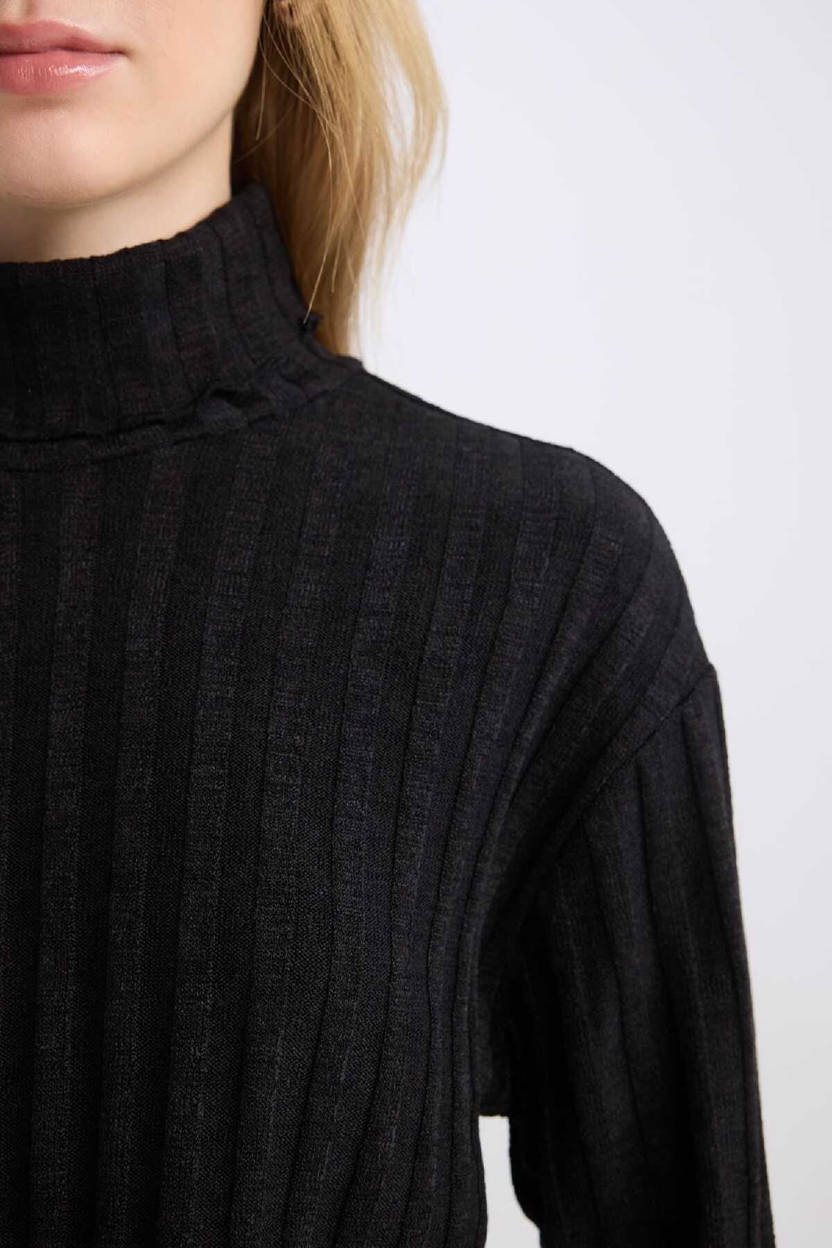 تیشرت آستین بلند یقه دار ساده مدل لباس مجلسی ساده E1673AX24WN