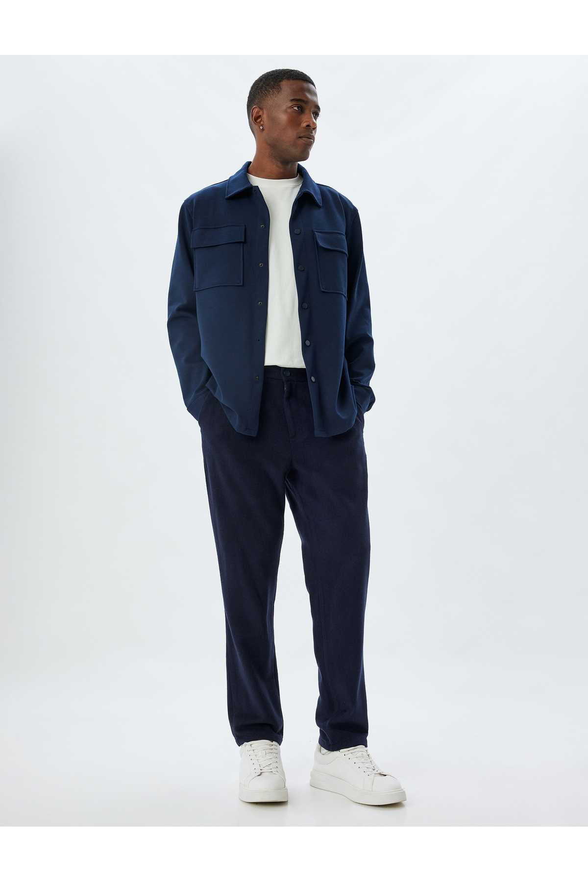 شلوار ورزشی با جیب زیپ کمر توری و ترکیب پنبه