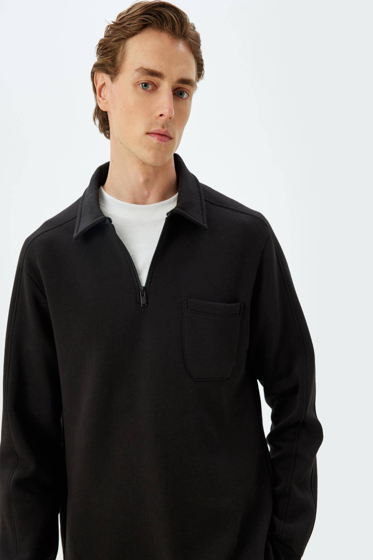 سویشرت یقه یقه دار پایه آستین بلند ترکیبی از پنبه