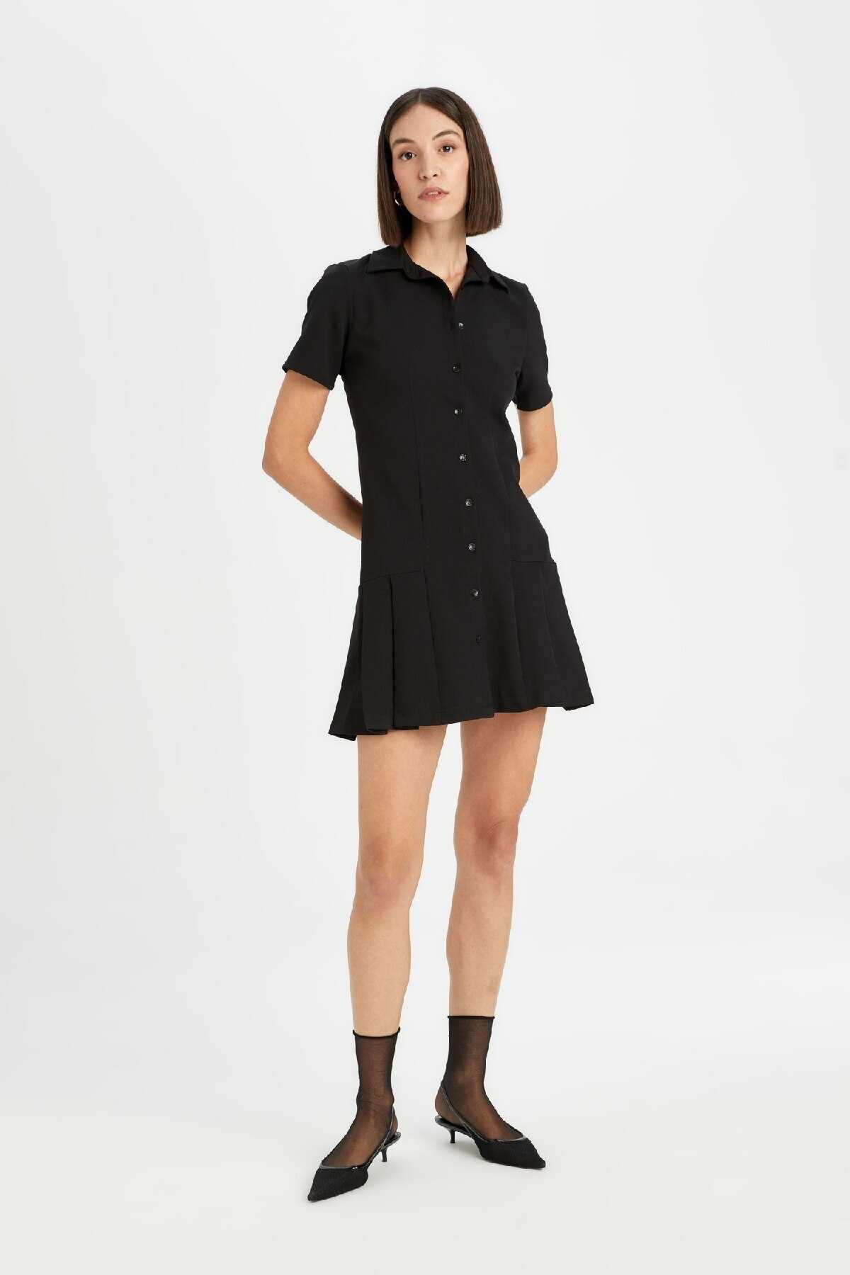 لباس کوتاه آستین کوتاه یقه پیراهن