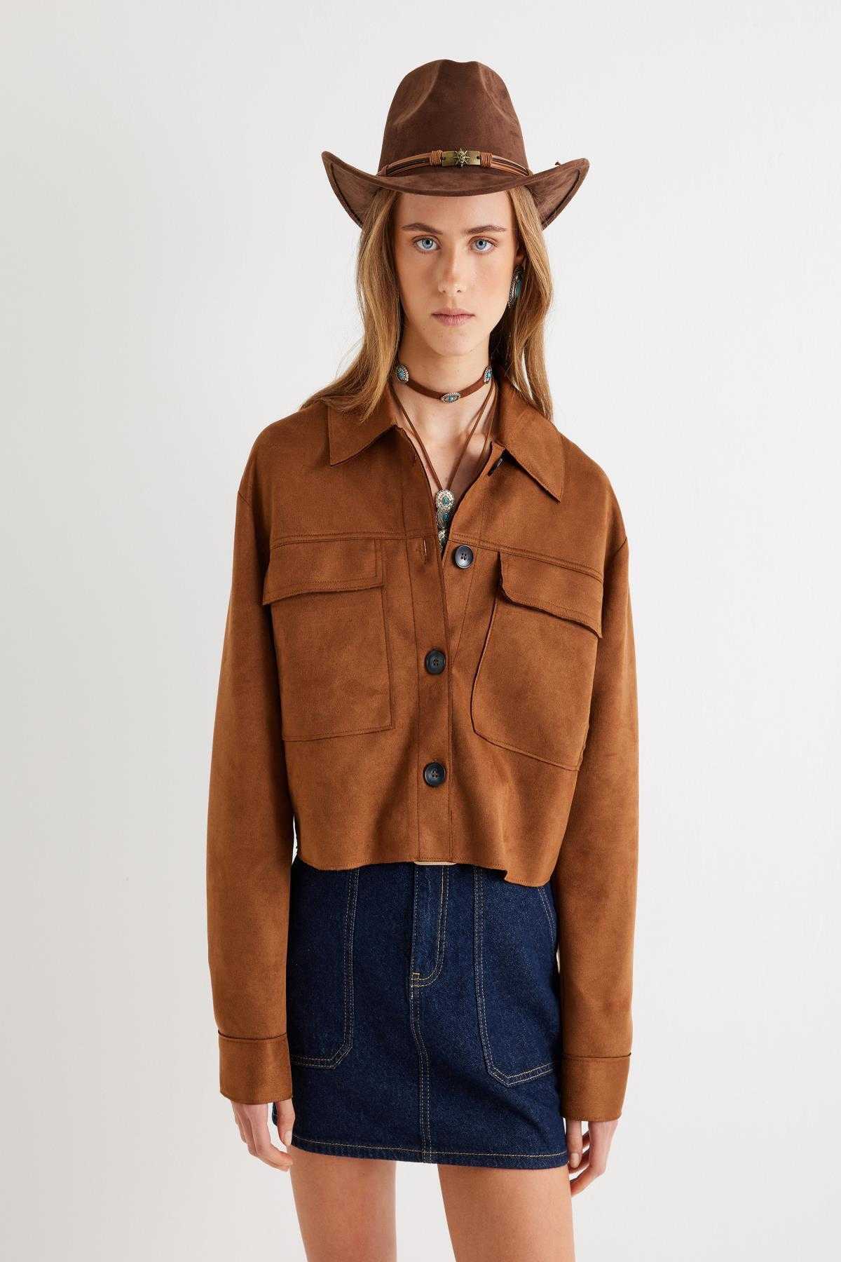 کت زنانه قهوه ای روشن