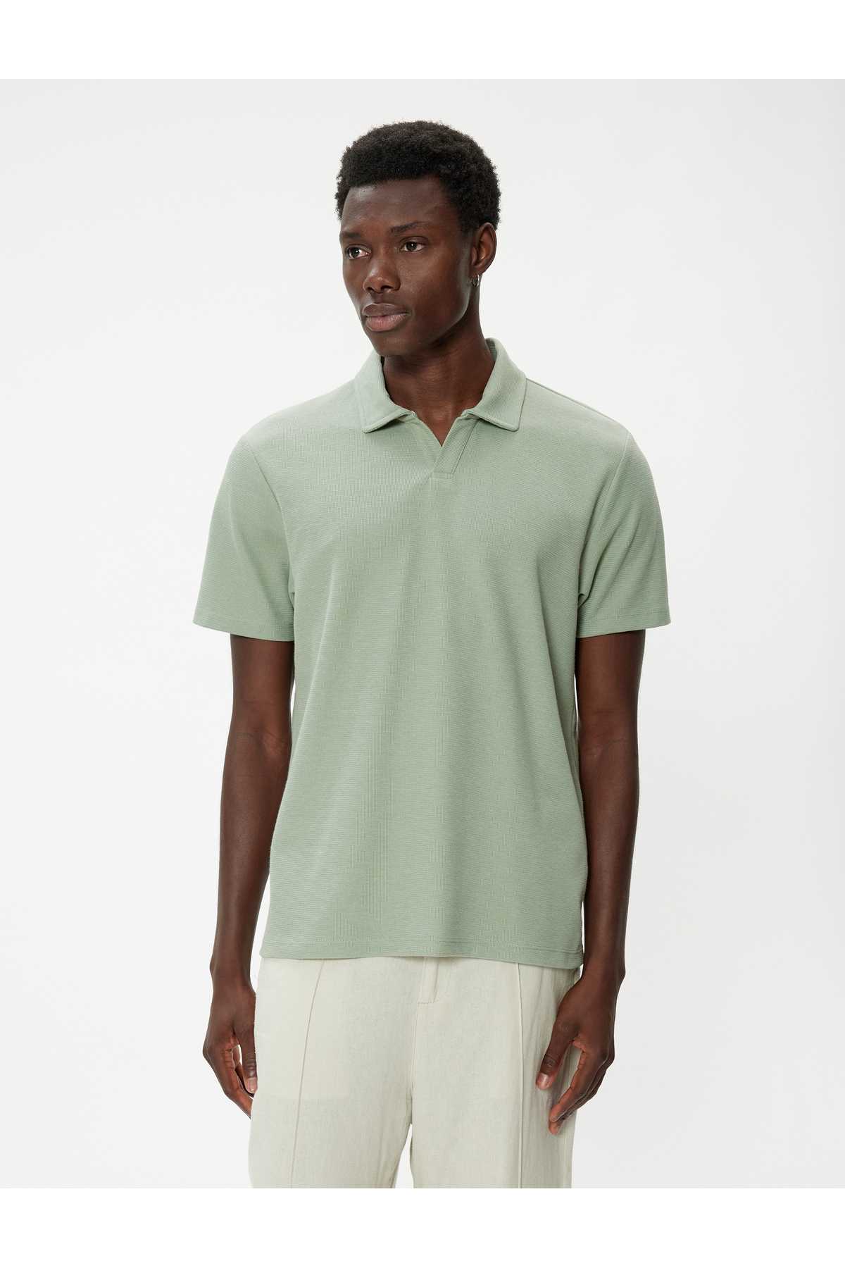 تیشرت یقه پولو اسلیم مناسب آستین کوتاه پنبه ای