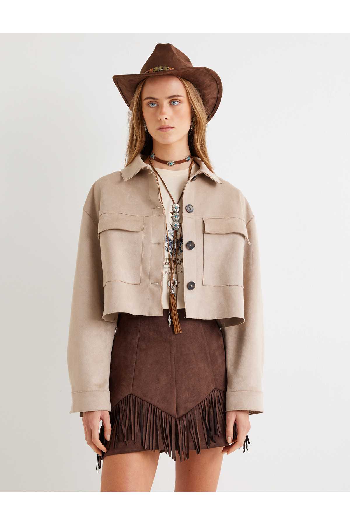 کت زنانه قهوه ای روشن