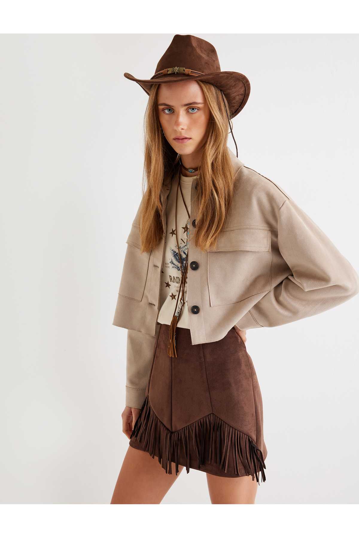 کت زنانه قهوه ای روشن