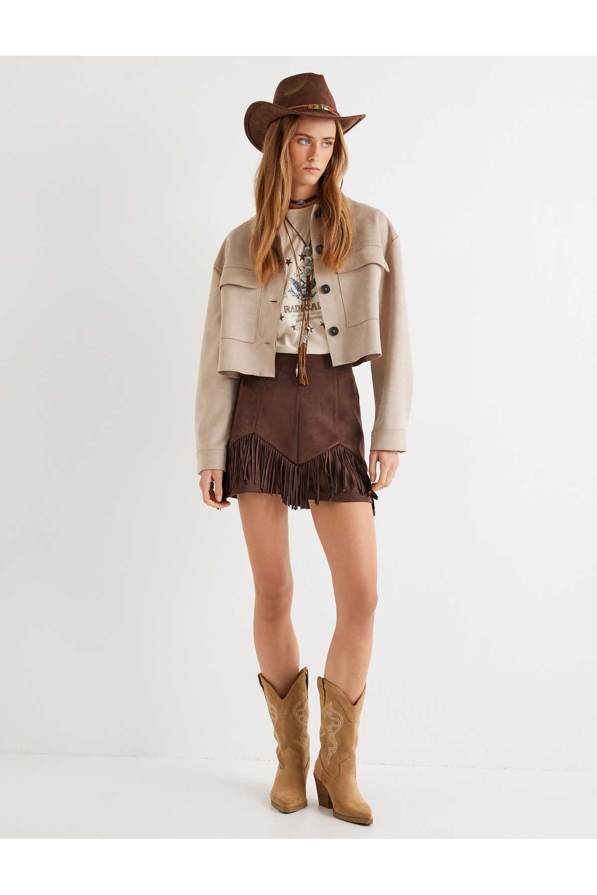 کت زنانه قهوه ای روشن