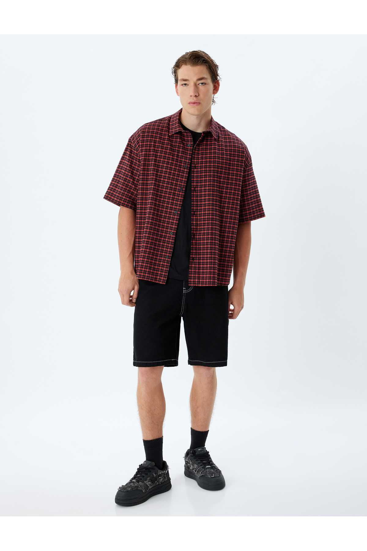 پیراهن آستین کوتاه طرح دار نخی