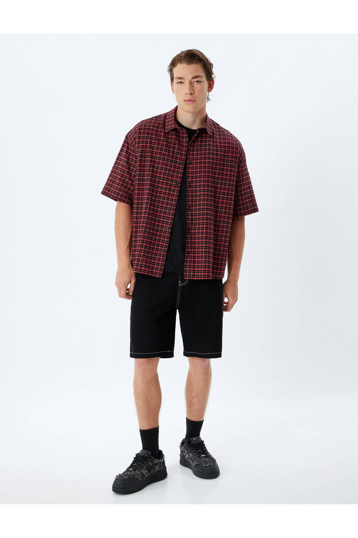 پیراهن آستین کوتاه طرح دار نخی