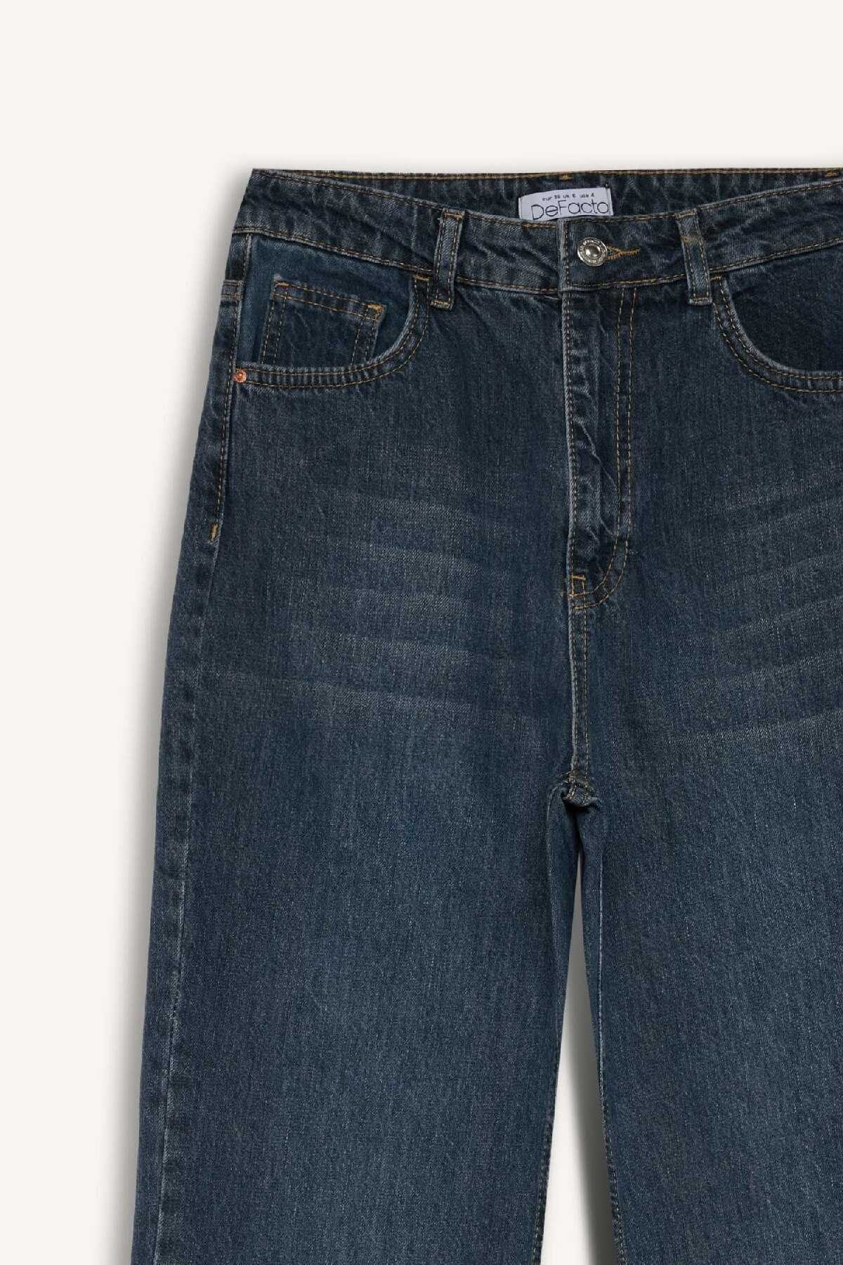 شلوار جین گشاد دور کمر بلند شسته مدل 90 D5523ax24wn