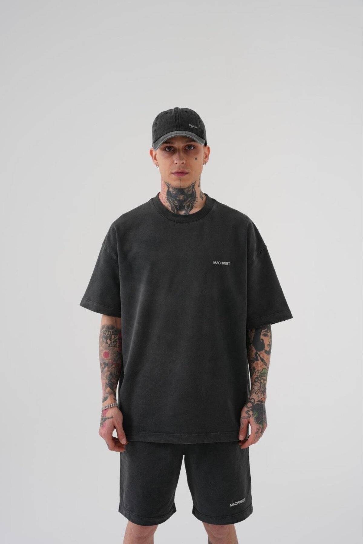 تیشرت یونیکس اوورسایز شسته شده لوکس پایه خاکستری