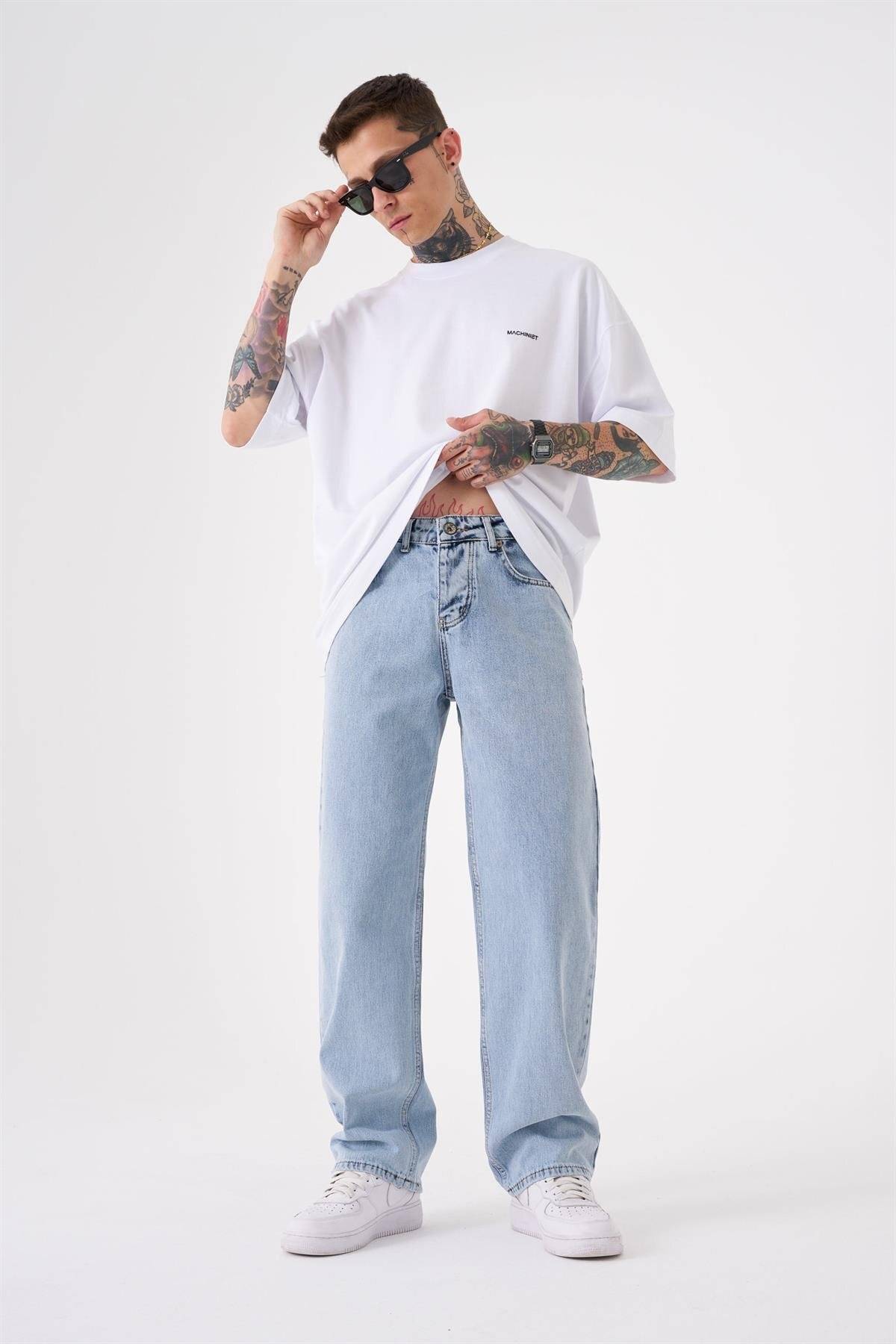 شلوار گشاد ژان اسید آبی