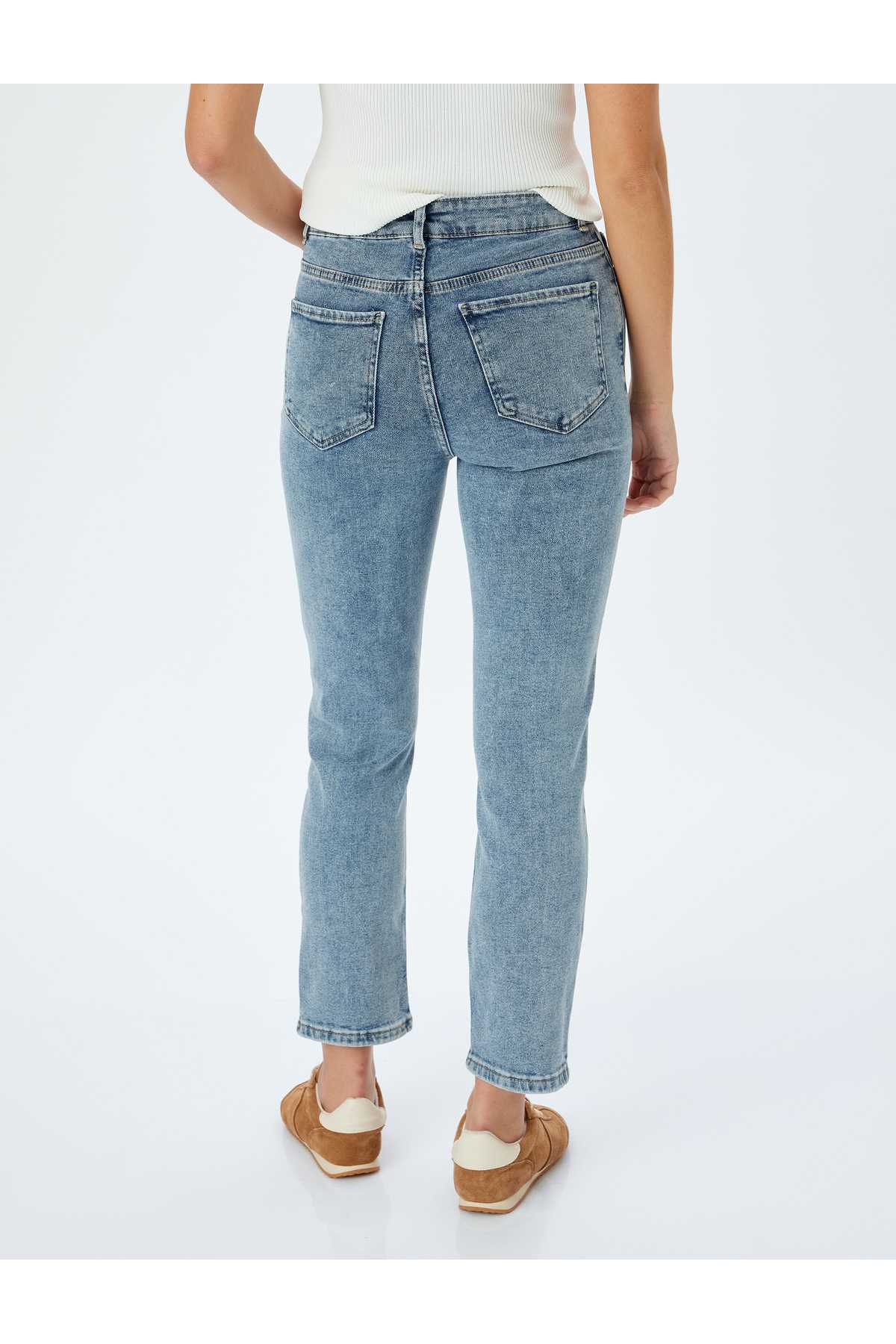 شلوار جین جین دکمه دار معمولی پای راست - جین جین صاف