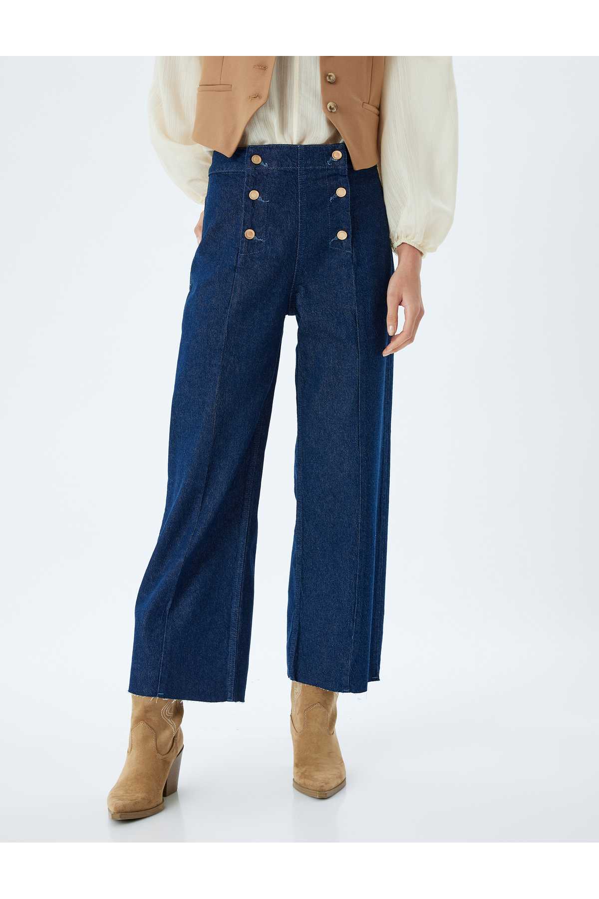 شلوار جین پهن بریده کمر بلند - جین ساندرا