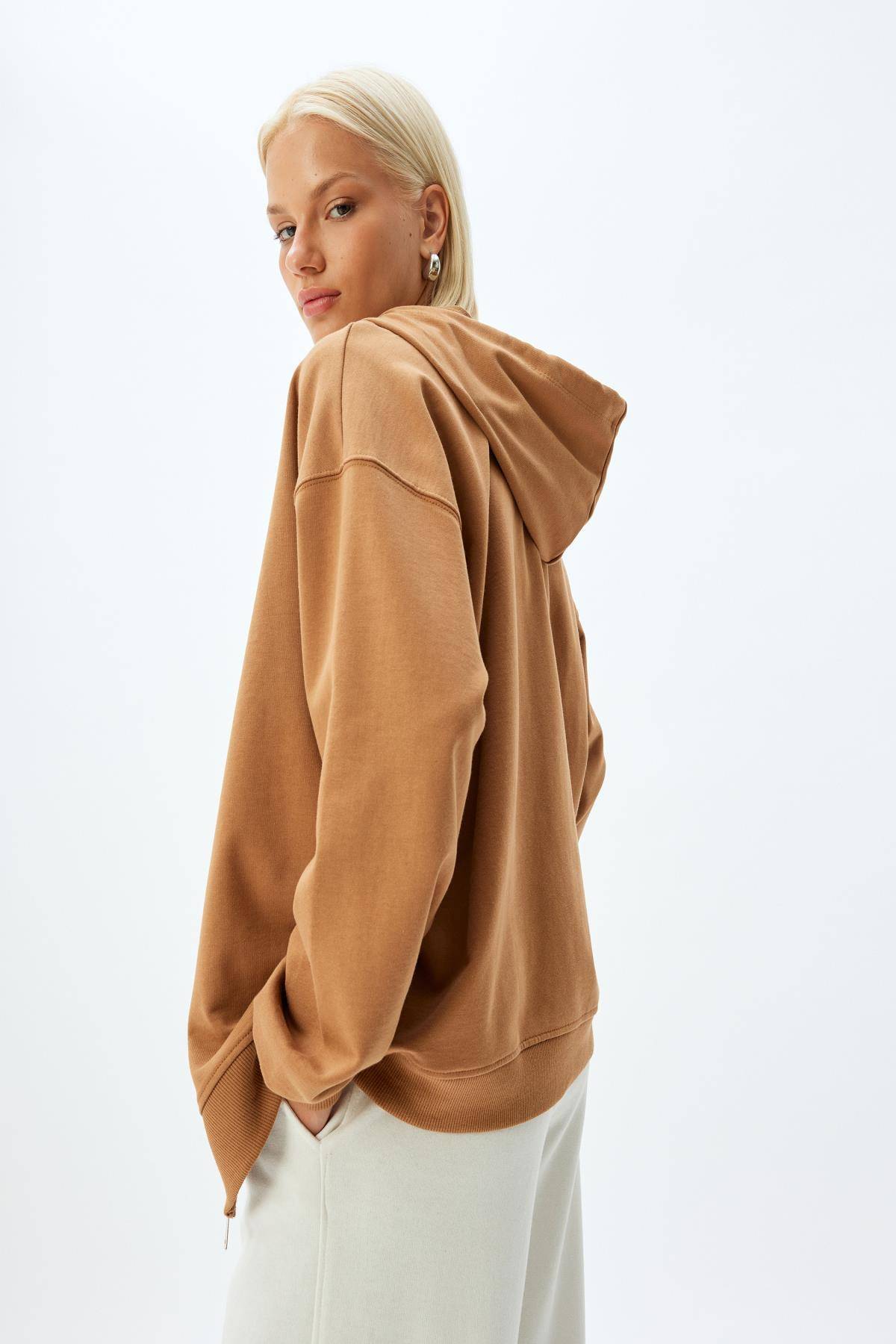 بلوز آستین بلند سه نخی زیپ دار نخی