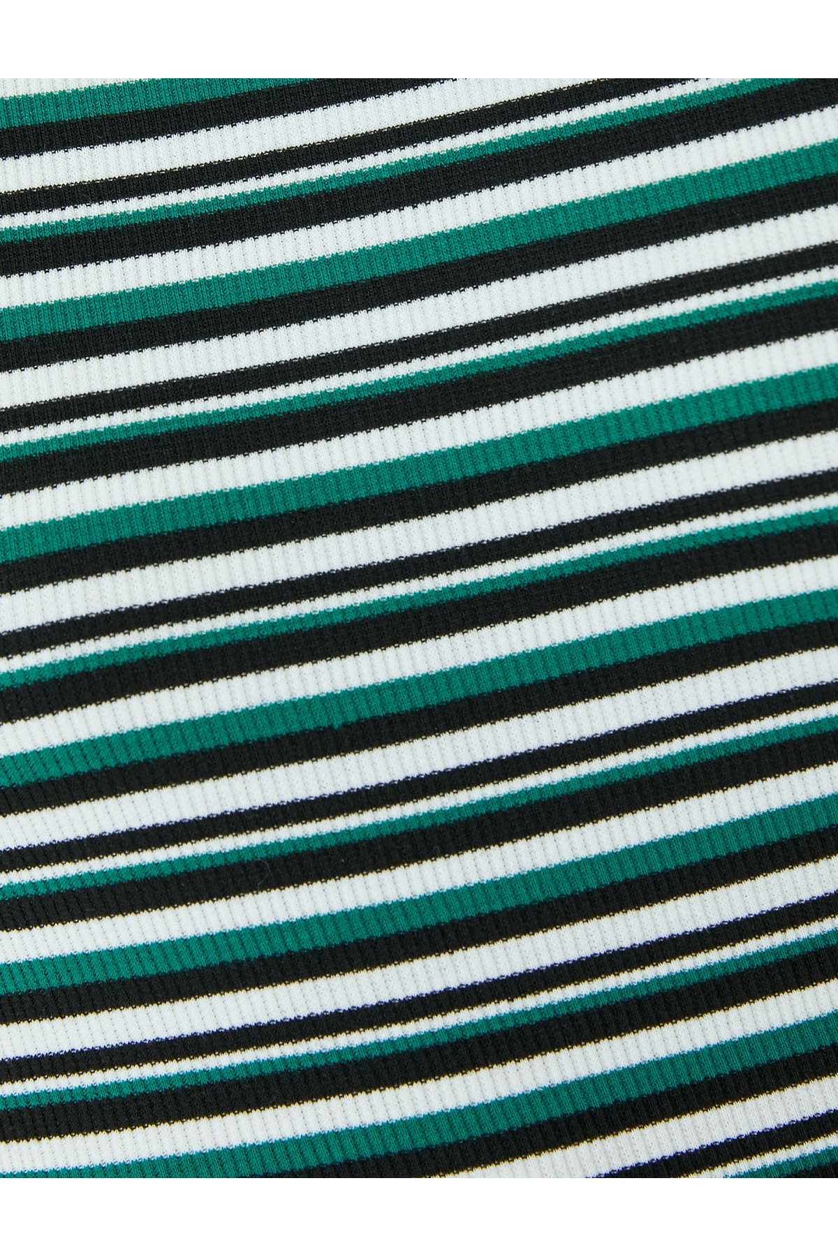 لباس مینی بادیکن آجدار آستین کوتاه یقه خدمه