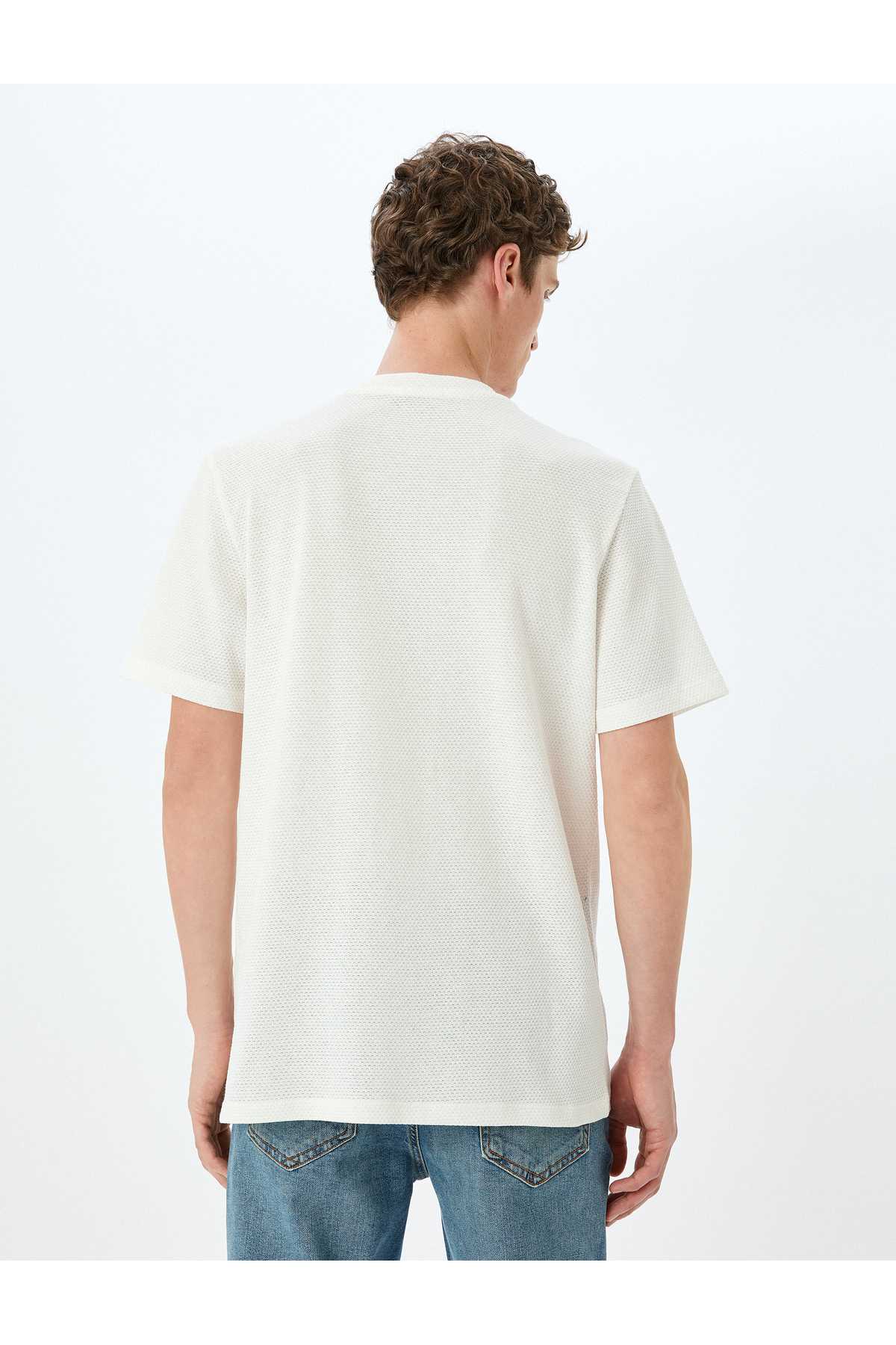 تیشرت آستین کوتاه پارچه ای با جنس یقه خدمه