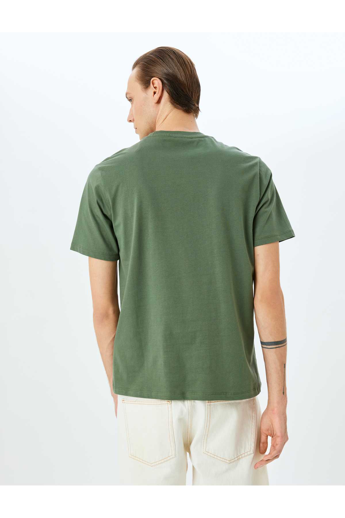 تیشرت چاپی شعار نخی آستین کوتاه یقه خدمه