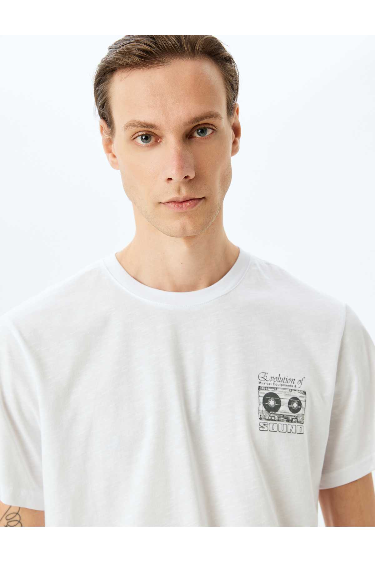 پنبه یقه دوچرخه آستین کوتاه چاپ شده T -Shirt