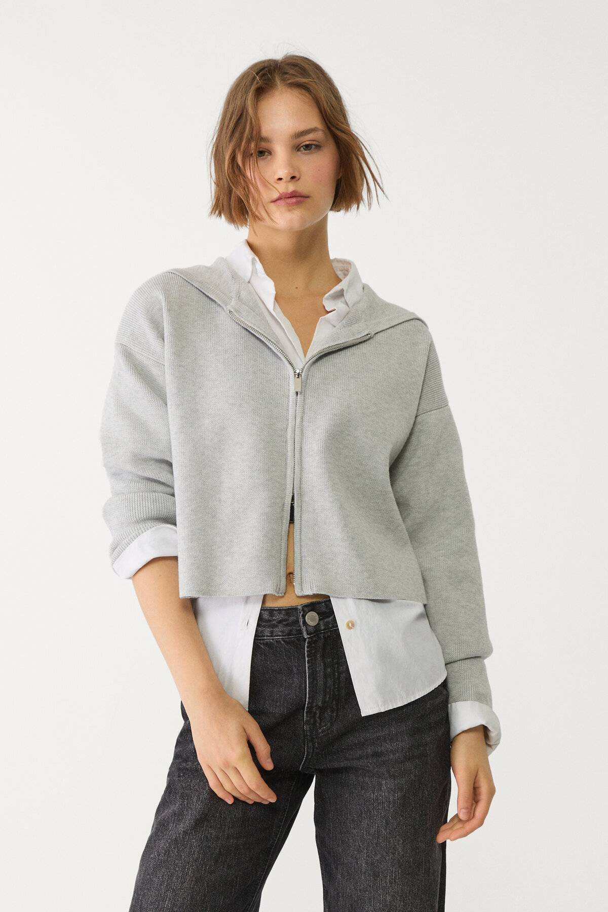 ژاکت بافتنی زیپ دار