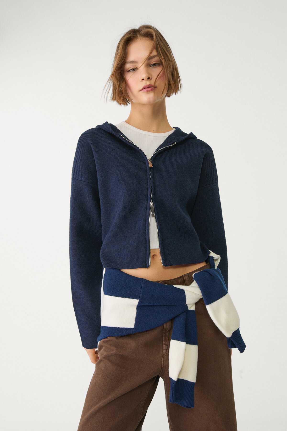 ژاکت بافتنی زیپ دار