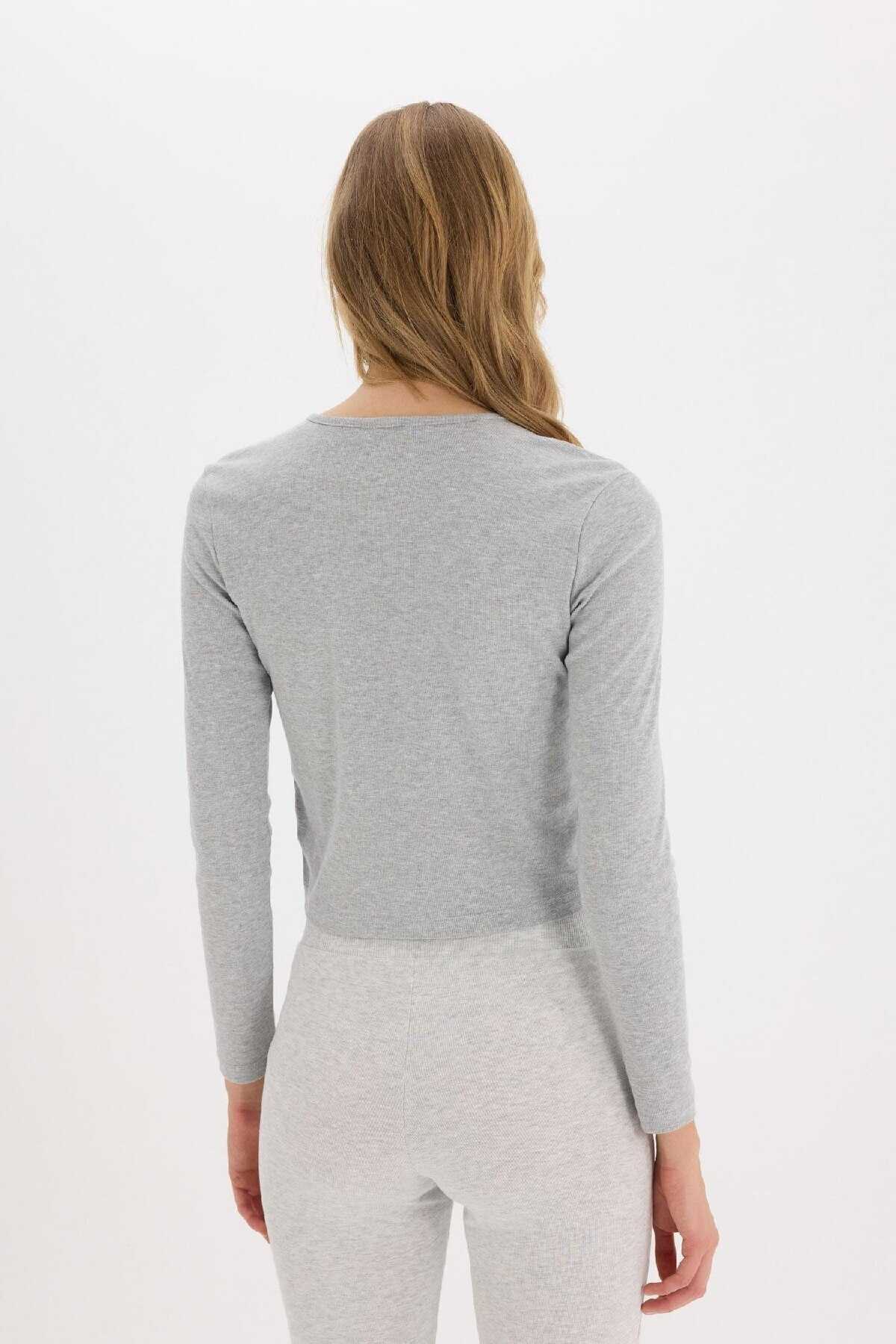 تیشرت آستین بلند دنده ساده ساده با نصب ساده