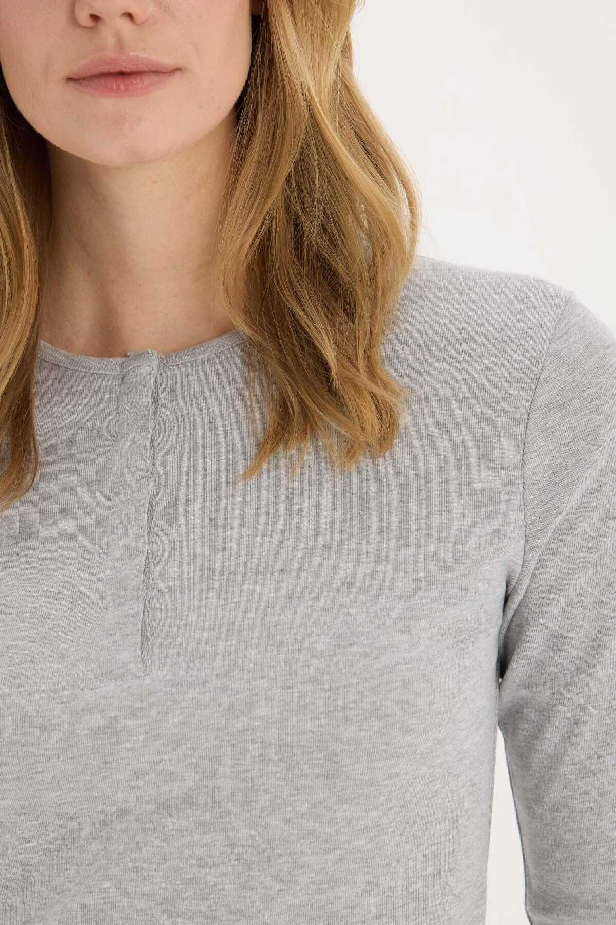 تیشرت آستین بلند دنده ساده ساده با نصب ساده