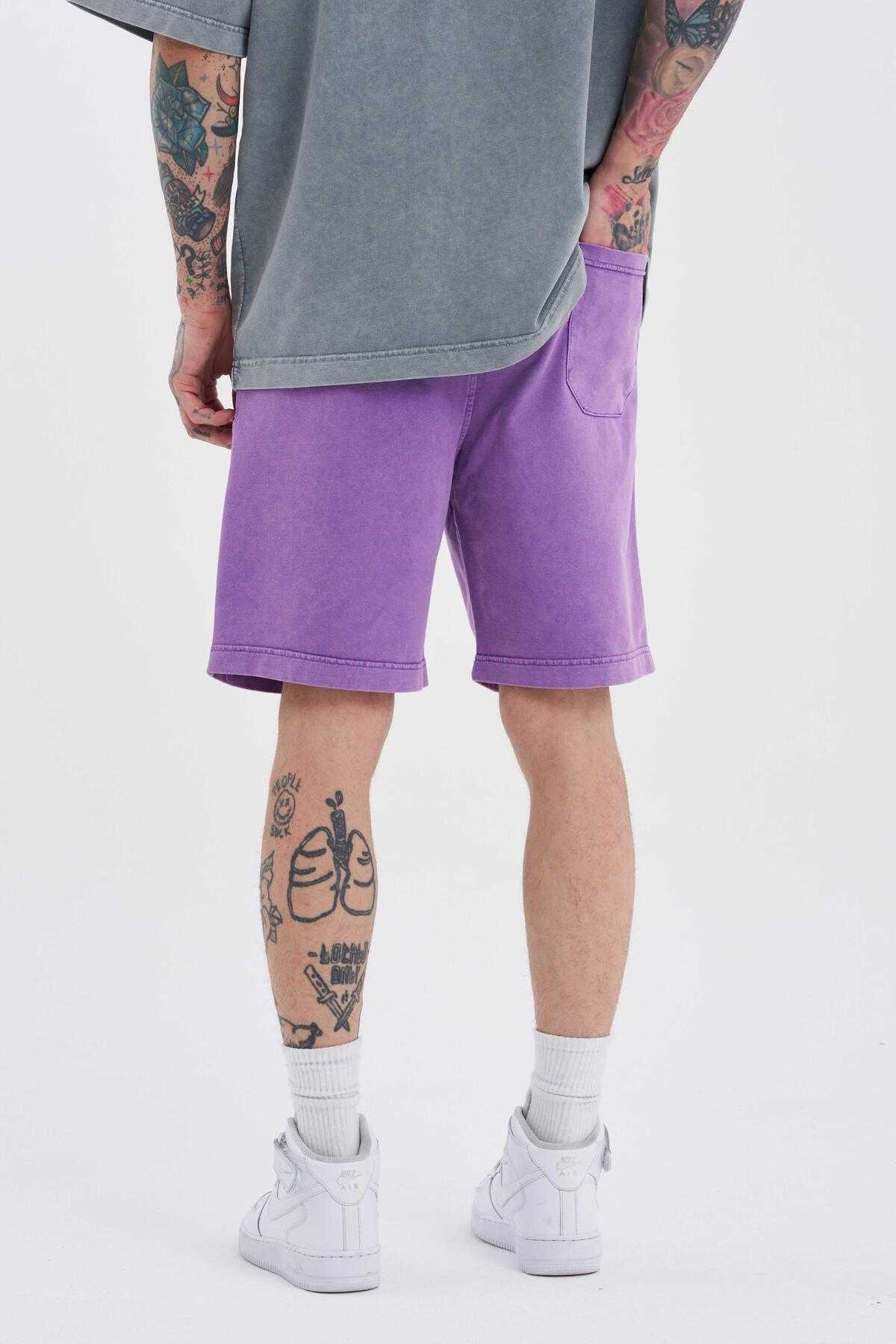 شلوارک ساده و لوکس خاکستری شسته شده