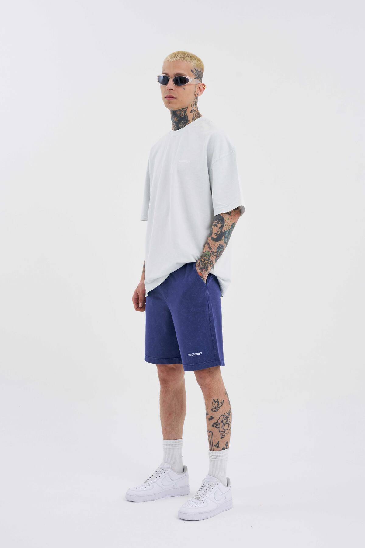 شلوارک ساده و لوکس خاکستری شسته شده