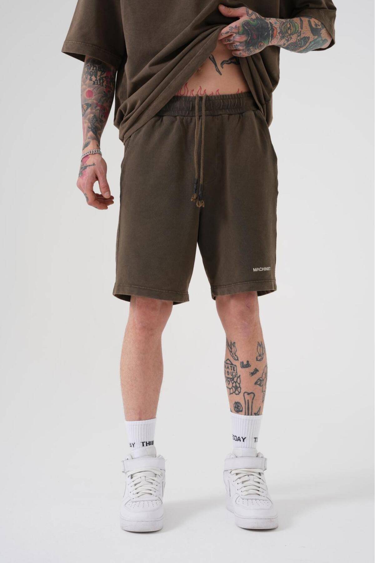 شلوارک ساده و لوکس خاکستری شسته شده