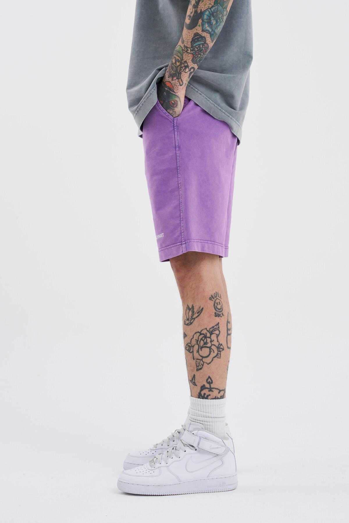 شلوارک ساده و لوکس خاکستری شسته شده