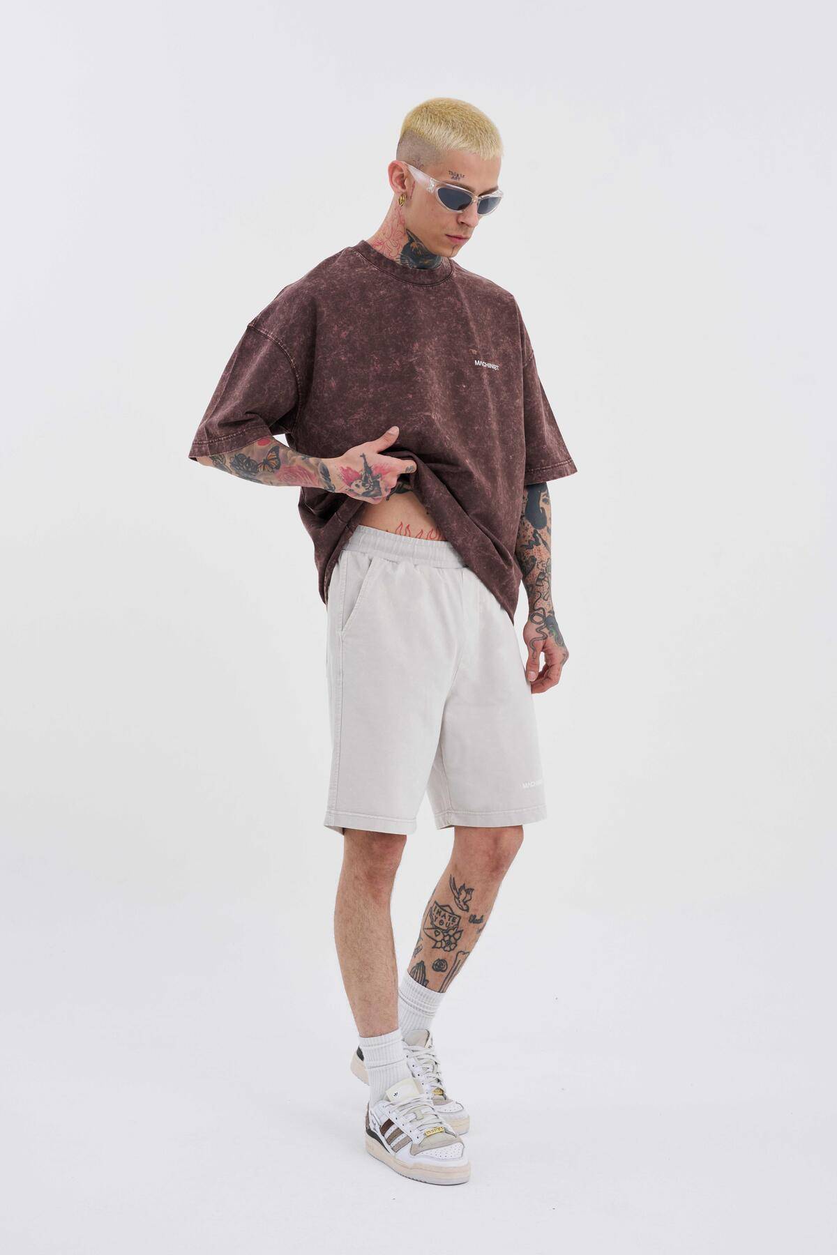 شلوارک ساده و لوکس خاکستری شسته شده