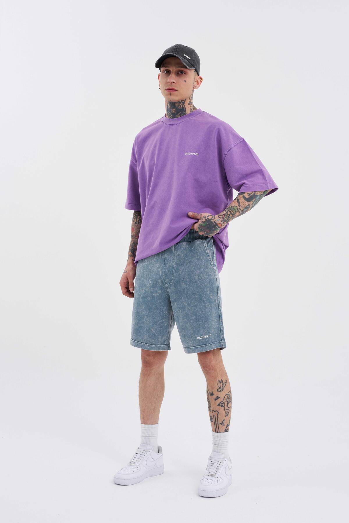 شلوارک ساده و لوکس خاکستری شسته شده