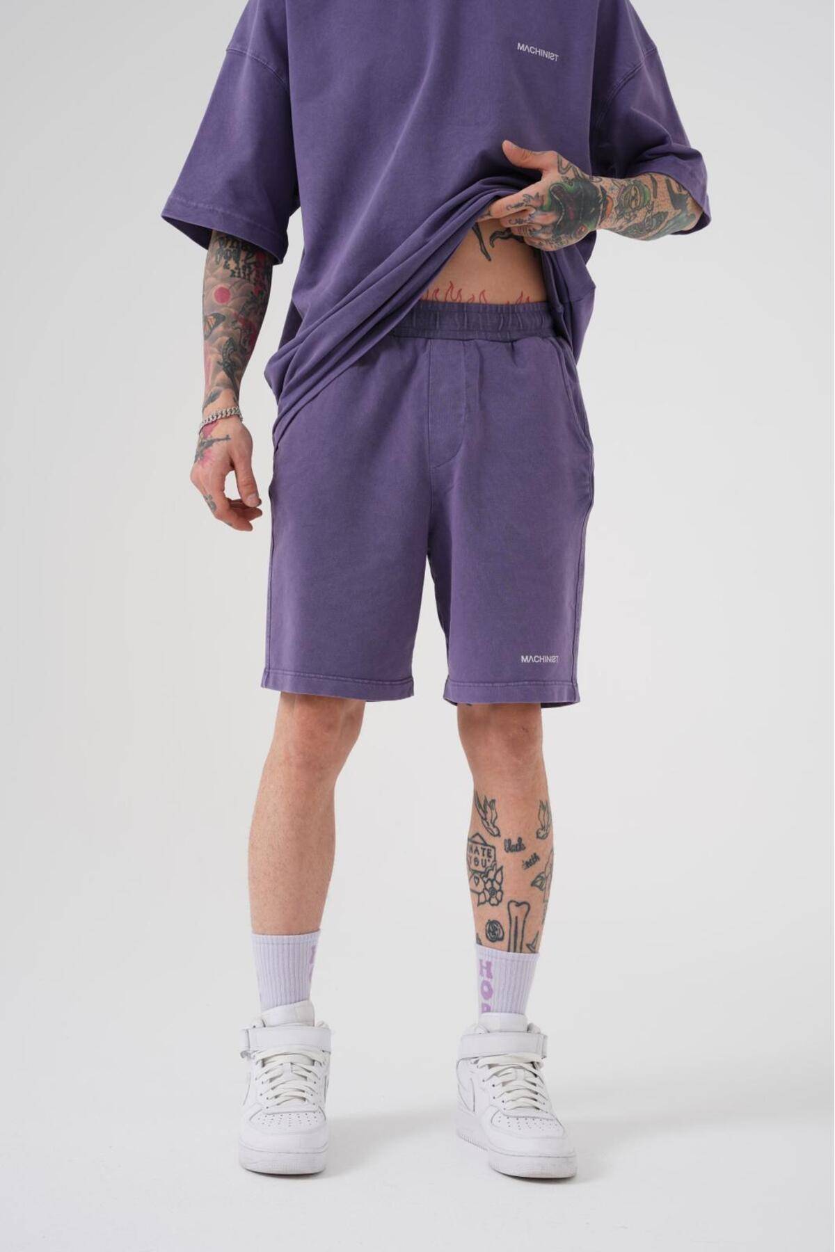 شلوارک ساده و لوکس خاکستری شسته شده