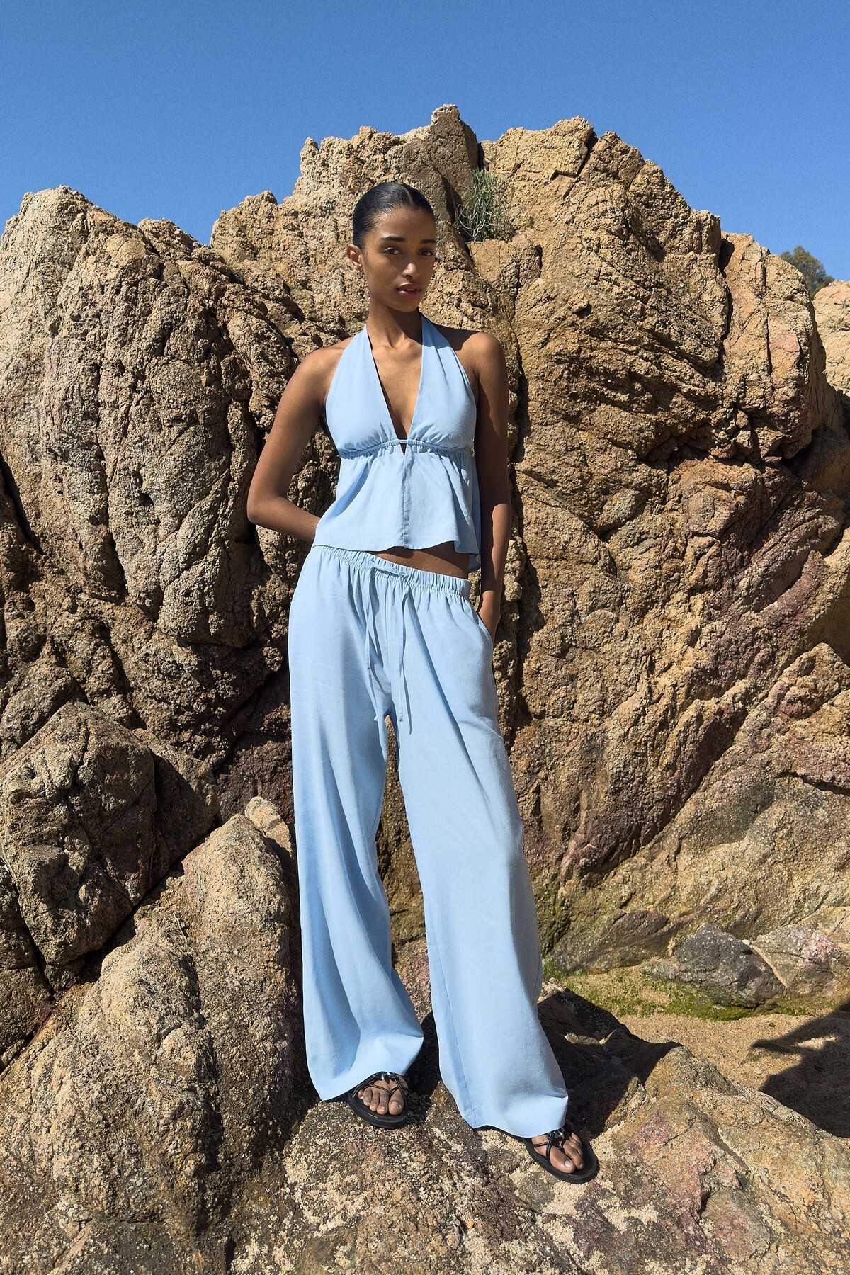 شلوار لاستیکی مخلوط و کمر