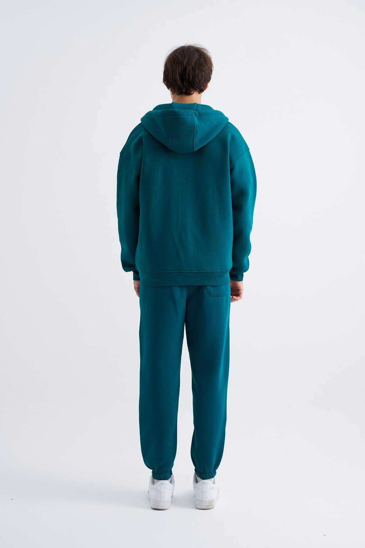 سویشرت ساده زیپ دار جیب دار یاسی یخی