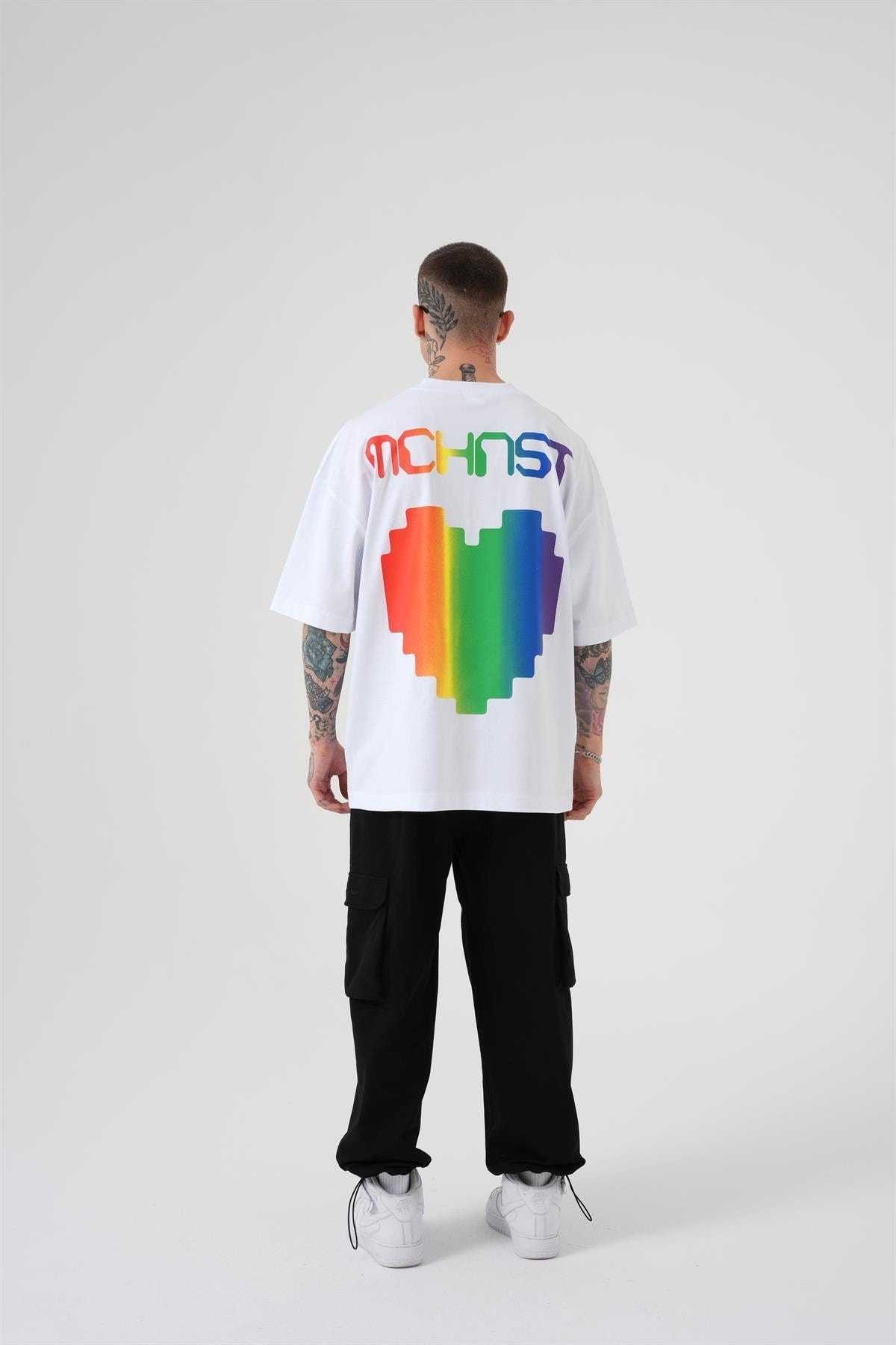 تیشرت چاپی Mchnst Love سایز بزرگ خاکستری