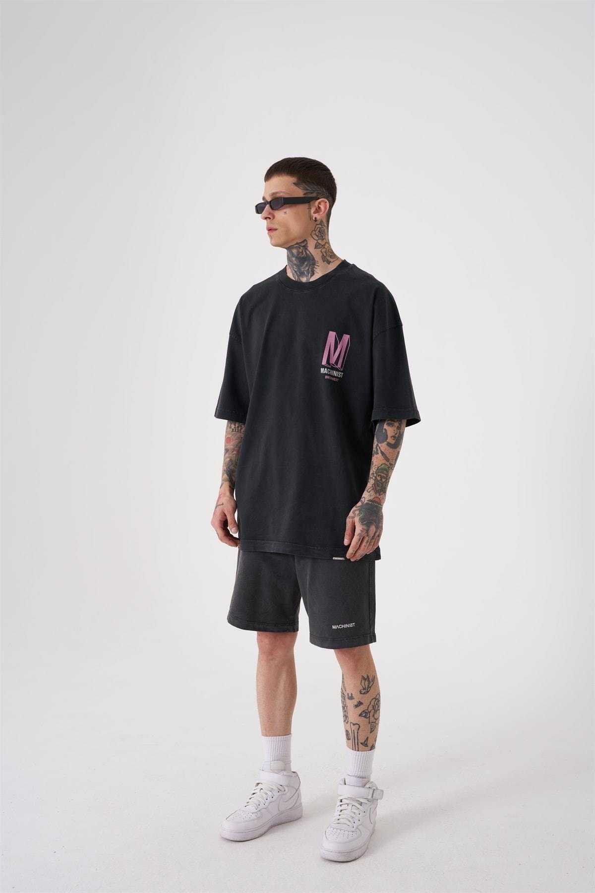 تیشرت پرینت شسته ONENINE87 ASP-PINK